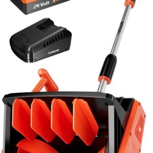 VOLTASK Cordless Snow Shovel, 24V | 13-Inch | 4-Ah Cordless Snow Blower, Battery Snow Blower with Directional Plate & Adjustable Front Handle (4-Ah Battery & Quick Charger Included)