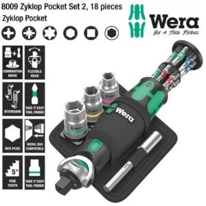 Wera 05004281001 8009 Zyklop Pocket Set 2, Ratchet set, 18 pieces